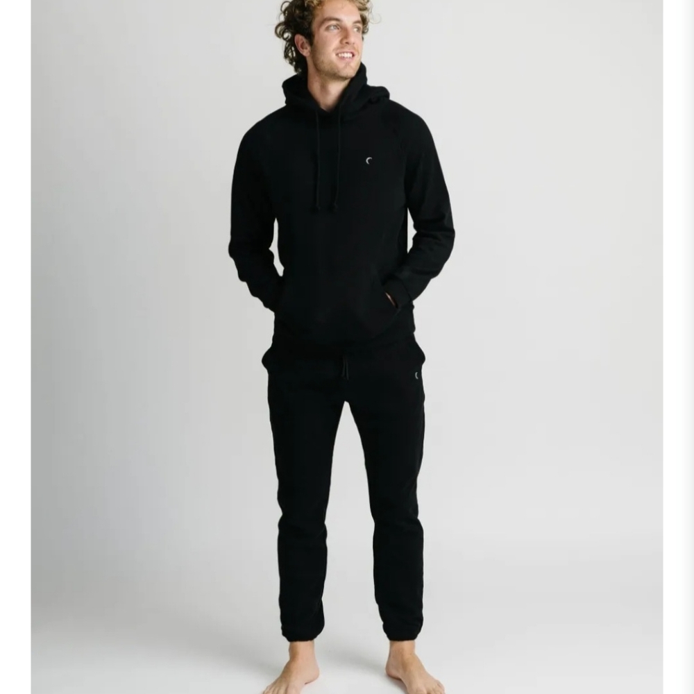 Zyia Men's xs black relaxation pocket hoodie and sweats bundle set NEW